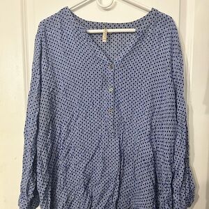 White and blue blouse.